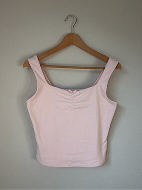 Trendy Queen Light Pink Tank Top Size Small Square Neck Bow Detail Soft Material